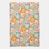 Fun Orange Green Pink Retro Blume Muster Geschirrtuch (Vertikal)