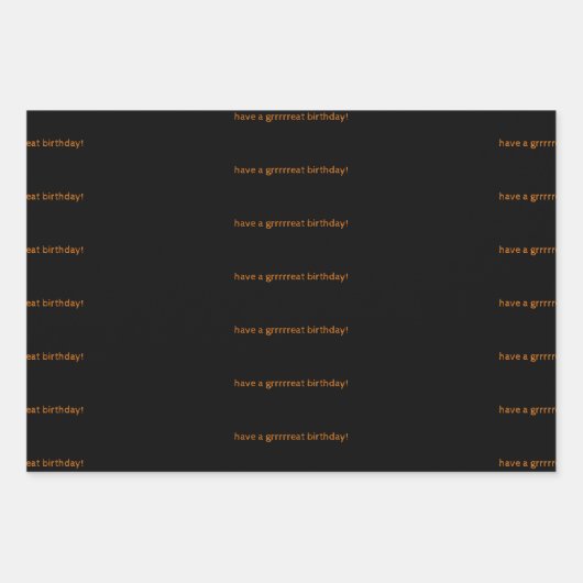 Fun Orange Happy Birthday Tiger Geschenkpapier Set (Vorderseite 3)