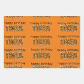 Fun Orange Happy Birthday Tiger Geschenkpapier Set (Vorderseite)