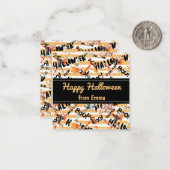 Fun Orange "Happy Halloween" Pattern Individuelle Mitteilungskarte (Vorderseite/Rückseite Beispiel)