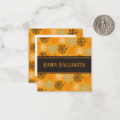 Fun orange "Happy Halloween" Spiderweb Muster Mitteilungskarte (Vorderseite/Rückseite Beispiel)