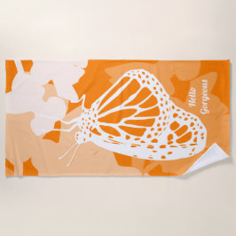 Fun Orange Hello Gorgeous Monarch Butterfly Strandtuch