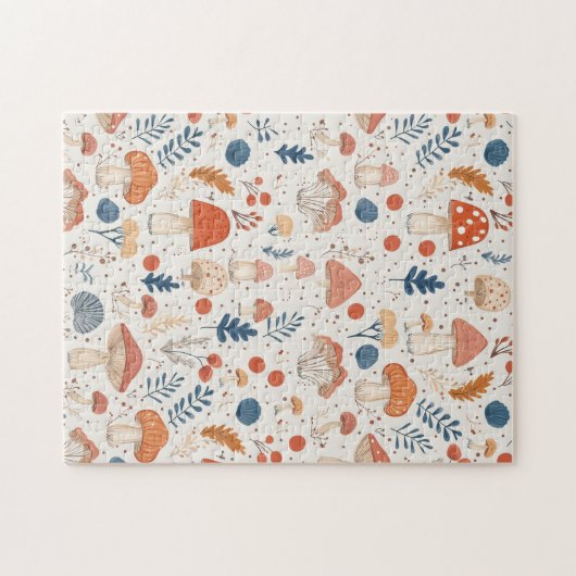 Fun Orange Herbst Pilz-Garten Puzzle (Horizontal)