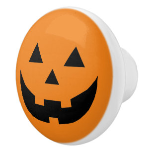 Fun orange Kürbislaterne Kürbisgesicht Halloween Keramikknauf