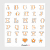 Fun Orange Letters | Monogram Alphabet Stickers Aufkleber (Blatt)