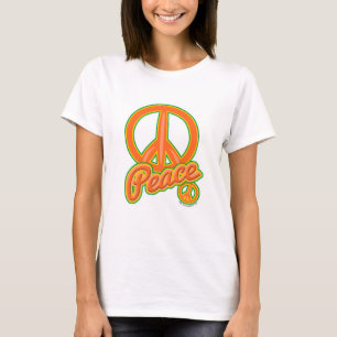 Fun Orange Peace Sign Groovy Sprichwort Design T-Shirt