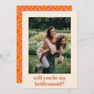Fun Orange Retro Muster Bridesmaid Vorschlag Mitteilungskarte