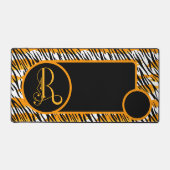 Fun Orange Schwarz-weiß Tiger Streifen Monogramm m Schreibtischunterlage (Vorderseite)