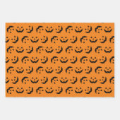 Fun-orange-schwarze Kürbislaterne Muster Halloween Geschenkpapier Set (Vorderseite)
