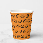 Fun-orange-schwarze Kürbislaterne Muster Halloween Pappbecher (Rückseite)