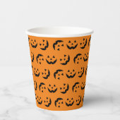 Fun-orange-schwarze Kürbislaterne Muster Halloween Pappbecher (Vorderseite)