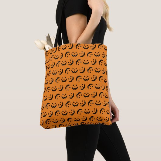 Fun-orange-schwarze Kürbislaterne Muster Halloween Tasche (Von Nahem)