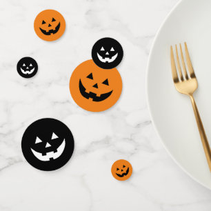 Fun orange schwarze Kürbislaterne niedlich Hallowe Konfetti