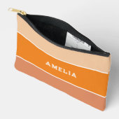 Fun-Orange-Stripe-Monogramm Zubehörtasche (Offen)