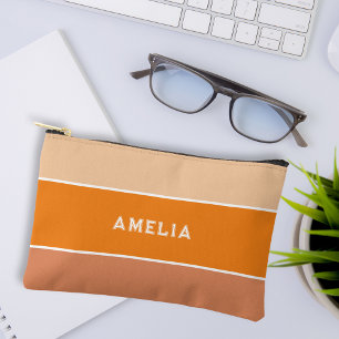 Fun-Orange-Stripe-Monogramm Zubehörtasche