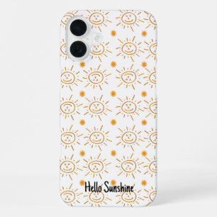 Fun Orange Sunshine Face Muster Custom iPhone 16 Plus Hülle