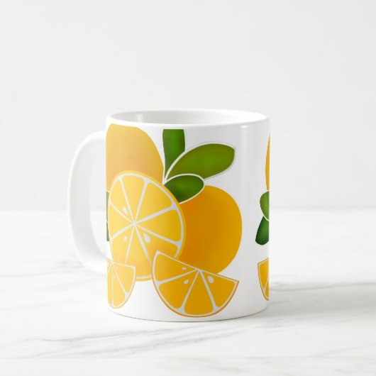Fun Orangen minimalistische moderne Grafik Kaffeetasse (Vorderseite Links)