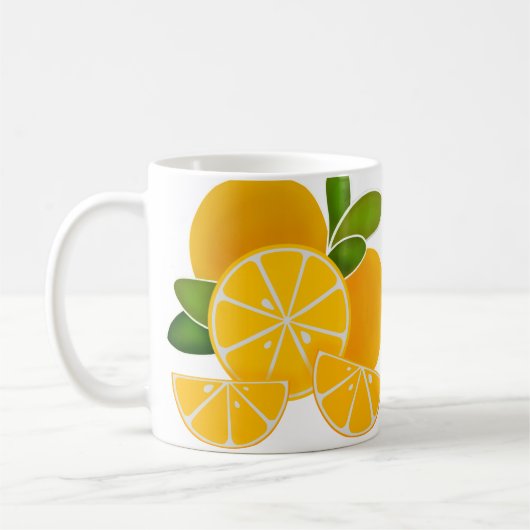 Fun Orangen minimalistische moderne Grafik Kaffeetasse (Links)