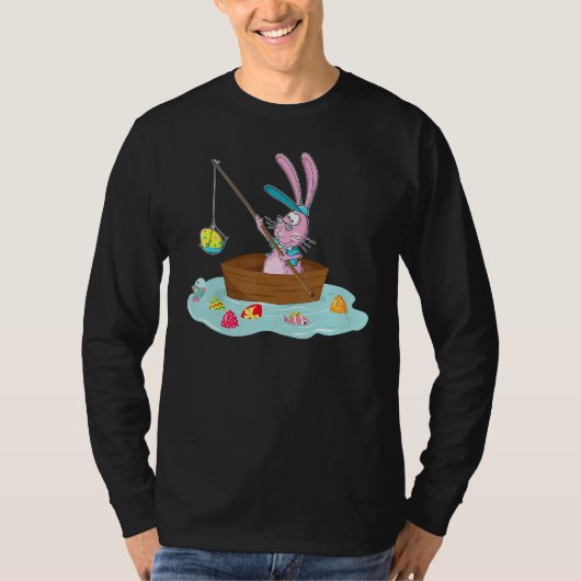 Fun Osterfest Bunny Fishing Egg Jäger Männer Vater T-Shirt (Vorderseite)