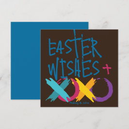 Fun Osterwünsche, Hugs & Kisses | Braun und Blau Feiertagskarte