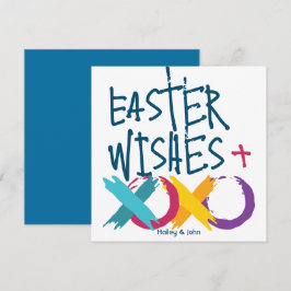 Fun Osterwünsche, Hugs & Kisses | Weiß und Blau Feiertagskarte