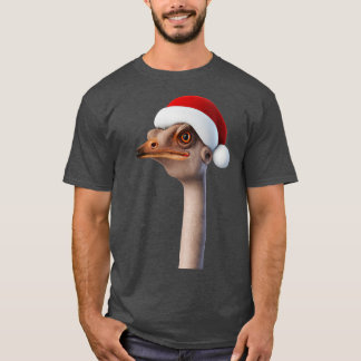Fun Ostrich Weating Weihnachtsmannmütze Tierischer T-Shirt