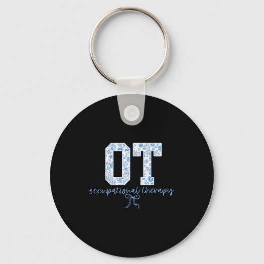Fun Ot Occupational Therapy Blue Coquette Bow Ot T Schlüsselanhänger (Vorderseite)