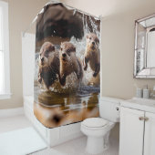 Fun Otters, die in Wasser und Wildtiere herumlaufe Duschvorhang (Beispiel)