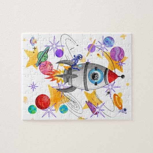 Fun Outdoor Space Rockets Planets & Stars Puzzle (Horizontal)