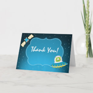 Fun Outer Space Alien Boy Thank You Card Dankeskarte