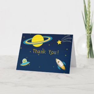 Fun Outer Space Rocket Thank You Card Dankeskarte