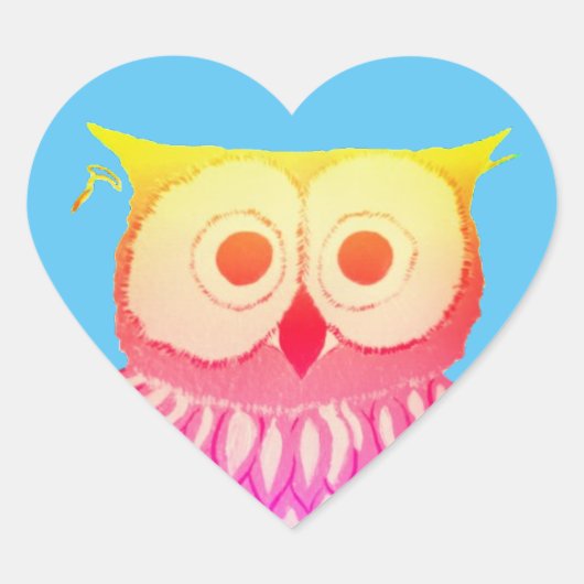 Fun Owl Blue Heart Sticker (Vorderseite)