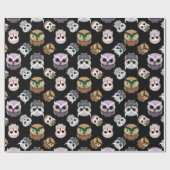 Fun Owl Muster auf schwarzem Hintergrund Geschenkpapier (Flach)