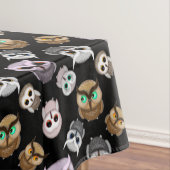Fun Owl Muster auf schwarzem Hintergrund Tischdecke (Beispiel)