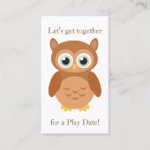 Fun Owl Playdate Telefonnummerkarte (Vorderseite)