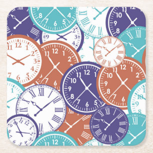 Fun Page Voll von Clock Faces Rechteckiger Pappuntersetzer