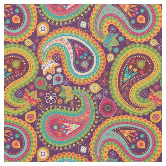 Fun Paisley Boho Colorful Floral Stoff (Nahaufnahme)