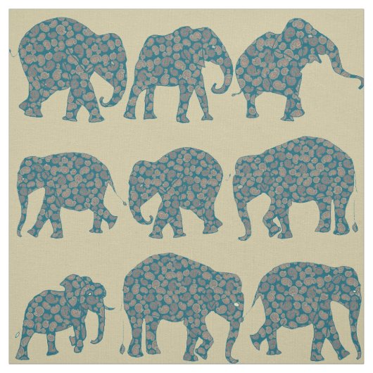 Fun Paisley Elephants, Paisley Pattern Fabric Stoff (Muster)