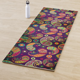 Fun Paisley Farbenfrohe Blüte Bohemisch Yogamatte