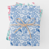 Fun Paisley Muster Blue Aquamarin Red Geschenkpapier Set (Beispiel)