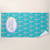 Fun Palm Springs Tropischer türkisfarbener Palmenb Strandtuch (Vorderseite)