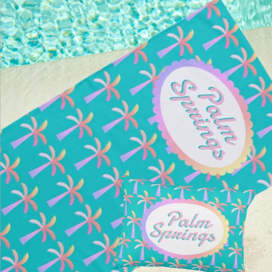 Fun Palm Springs Tropischer türkisfarbener Palmenb Strandtuch