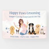 Fun Pampered Pet Dog Groomer Professional Stylist  Banner (Horizontal)