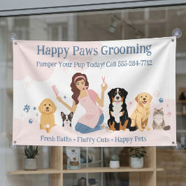 Fun Pampered Pet Dog Groomer Professional Stylist  Banner