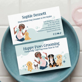 Fun Pampered Pet Dog Groomer Professional Stylist  Visitenkarte