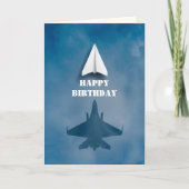 Fun Paper Airplane und Jet Fighter Shadow,Birthday Karte (Vorderseite)