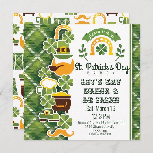 Fun Papercut St. Patrick's Day Leprechauns Beer Einladung (Vorne/Hinten)