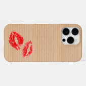 Fun Pappe Box Texture Red Lipstick Kiss Print iPhone Hülle (Rückseite (Horizontal))
