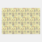 Fun Paris Doodles - 3 Farben Geschenkpapier Set (Vorderseite 3)