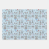 Fun Paris Doodles - 3 Farben Geschenkpapier Set (Vorderseite 2)